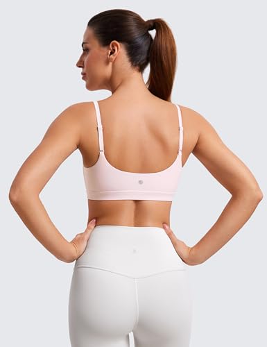 Image of CRZ YOGA Butterluxe Scoop Neck Sports Bras | Light Support, Removable Pads, Yoga, Extremely Soft, U Back, Adjustable Spaghetti Straps, for Women