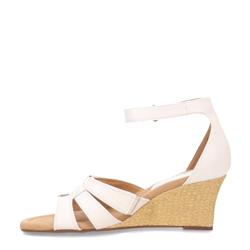 Clarks Women's Kyarra Joy Wedge Sandal, White Leather, 74