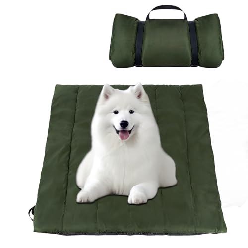 PORFOYO Tappetino per cani, 110 x 68 cm, morbido cuscino per cani, lavabile, antiscivolo, per viaggi, campeggio, verde militare