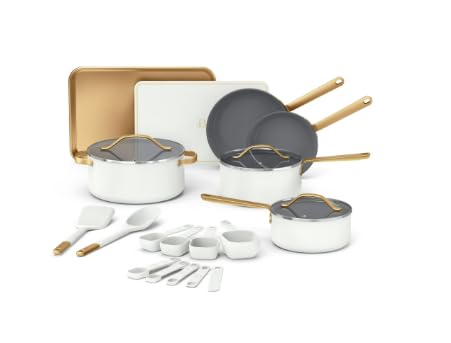 Beautiful 21-Piece Ceramic Nonstick Cookware Set with Pots and Pans, Bakeware, and Kitchen Tools,...