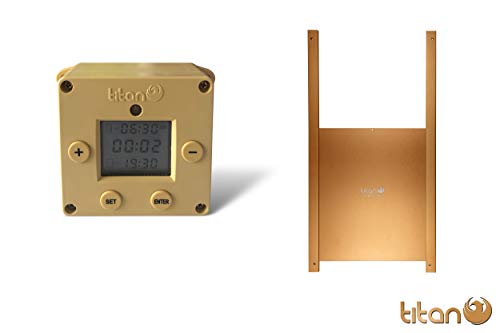 Titan Incubators Cube Abrepuertas Automático para Gallinero con Sensor de Luz y Temporizador + Puerta de Metal