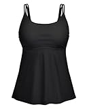 Women Underwire Tankini Top Only - Modest Flowy Bathing Suit Swimsuit Tops with Bra Support No Bottom 2025 Black