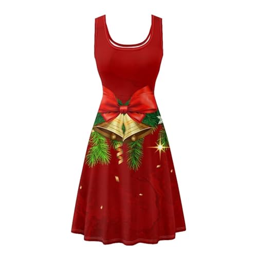 Image of TOADDITDO Women's Sleeveless O Neck Beach A-Line Party Coctail Tank Dresses Flared Sundress