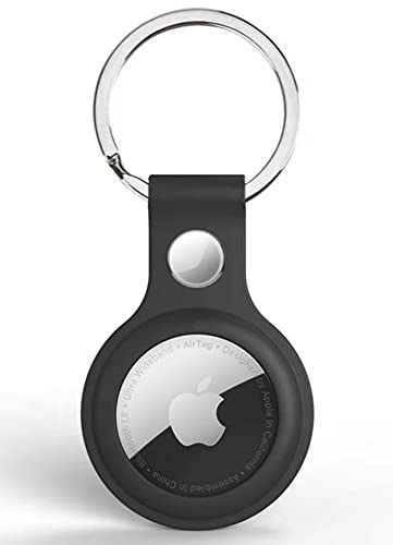 Image of Riggear Silicone Key Ring Holder Case Cover Compatible with Apple Airtag (Black)
