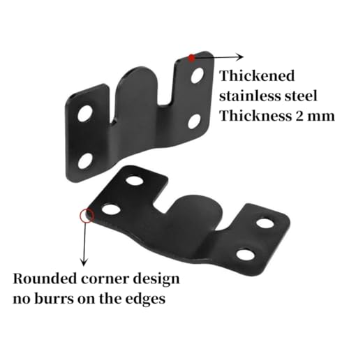 Image of 4 Pairs Interlocking Flush Mount Bracket Picture Hanging Hooks Stainless Steel Heavy Duty Photo Frame Hook Large Picture Hanger Buckle Furniture Connector Headboard Wall Mounting Hardware（Black）