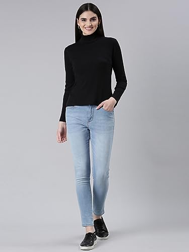 Image of TWIN BIRDS Women Cotton Turtle Neck Ribbed Tee | Full Sleeve Winter Top