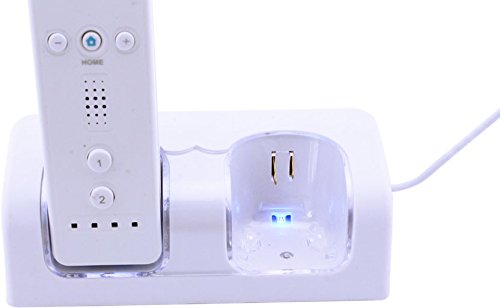 Gpct Wii Remote Dual Charger Dock With 2 Rechargeable Batteries & Docking Station + Led Lights For Wii Remote Control (Nintendo Wii (White/1 Pack)) #TOP2