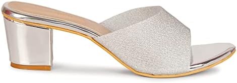 Smart & Sleek Women's Sequins Block Heels Fashion Sandals for Women & Girls latest Collection & stylish Comfortable-AB34