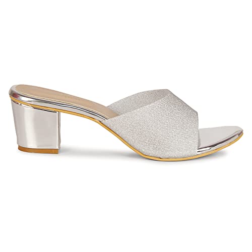 Smart & Sleek Women's Sequins Block Heels Fashion Sandals for Women & Girls latest Collection & stylish Comfortable-AB34