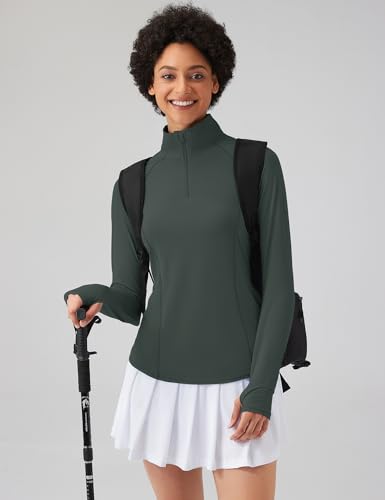 Image of LOMON Women Long Sleeve Shirts Sun Protection 1 /4 Zip Summer Quick Dry Hiking Shirts Quarter Zip Pullover for Women