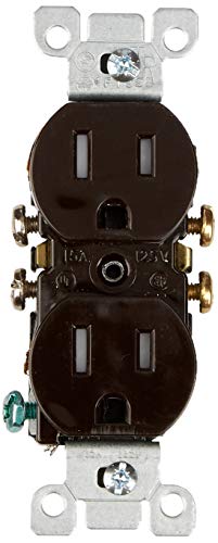 Leviton T5320 15 Amp, 125V, Tamper Resistant, Duplex Receptacle, Residential Grade, Grounding, 10-Pack, Brown #TOP2