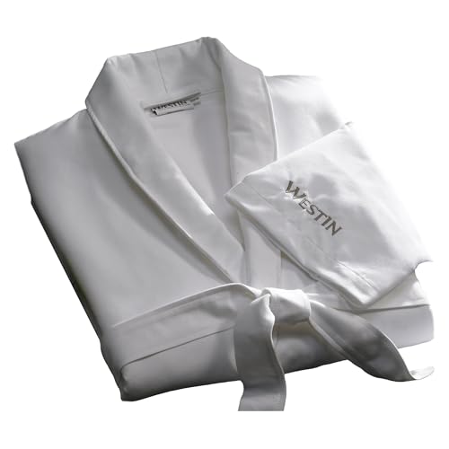 Westin Spa Robe - Soft, Absorbent Microfiber Robe - White Lightweight Hotel Bathrobe - One Size