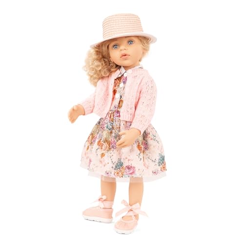 Götz 2566503 Happy Kidz Greta Puppe - 50 cm große Multigelenk-Stehpuppe, Blonde Haare, Blaue Augen - 9-teiliges Set