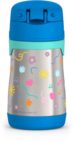Image of Thermos Baby 10 oz. Stainless Steel Bottle with pop-up straw, Ms. Rachel