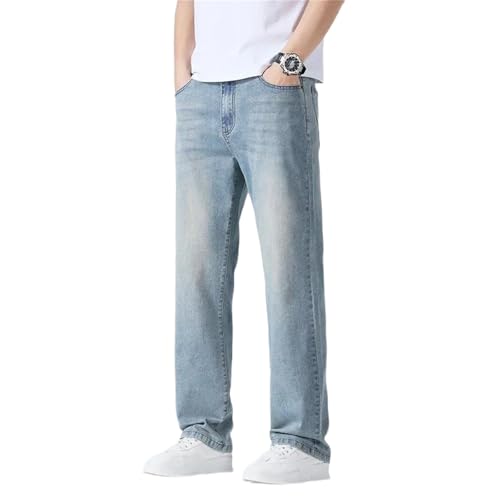 Men's Spring Fall Jeans – Thin Straight Soft Breathable Loose Denim Pants, Comfortable Business Trousers