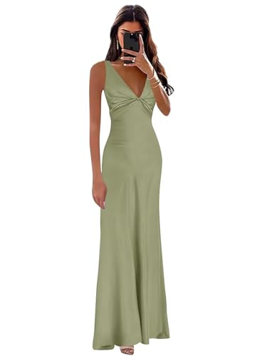 Satin Bridesmaid Dresses for Women2025 Long Pleated Corset V Neck Halter Formal Cocktail Gown