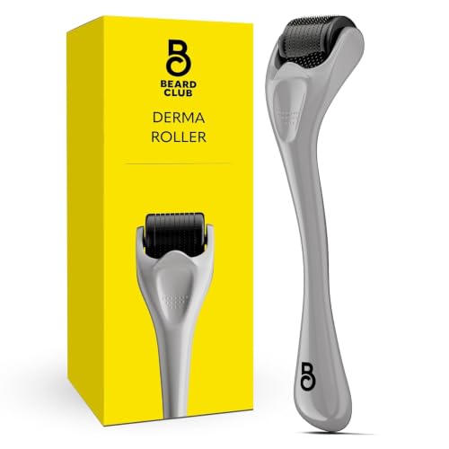 Image of The Beard Club Derma Roller for Face, Body and Scalp - Microneedling for Men and Women with 540 Titanium Microneedles - Beard Roller & Micro Needling Scalp Hair - Gray & Black