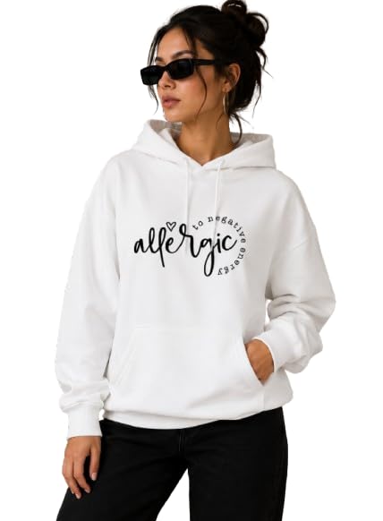 Women Allergic to Negative Energy Graphic Hoodie White-picture-20
