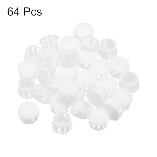 Image of MECCANIXITY 64PCS 14mm White Nylon Plastic Hole Plugs, Flush Type Panel Hole Plugs Insert End Caps