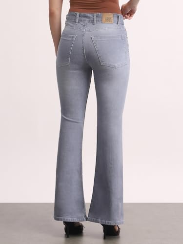 Image of Urbano Fashion Women's Mid Rise Bootcut Washed Jeans Stretchable