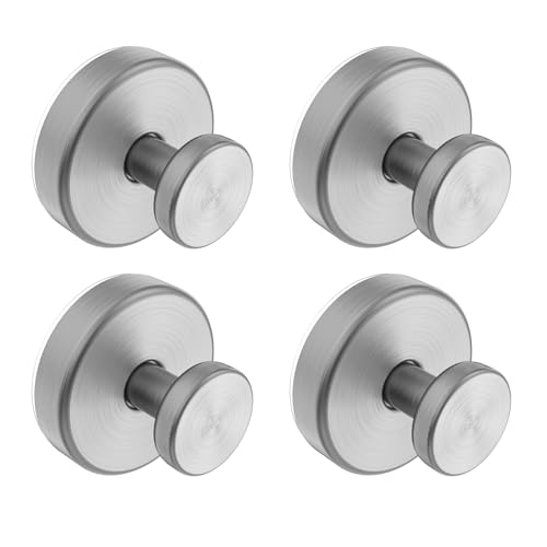 Image of Bntuk Suction Cup Hooks for Shower, Removable Towel Hooks for Bathroom Window Glass Door Wall, Bath Robe Looafh Hook for Hanging - 4 Pack, Silver