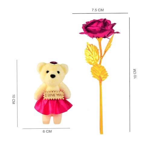 Image of BENAVJI Artificial Gold Plated Rose with Soft Ribbon and Quality Box Packing for Mothers Day, Fathers Day, Daughters Day Decorations