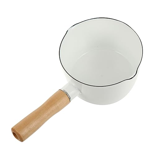 HOLIDYOYO Sturdy Enamel Milk Warmer Pot Non-stick Mini Soup Pot Cooking Utensils Suitable for Milk Soup Noodles Food Easy Storage