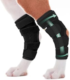Dog Leg Brace for Hind Hock Joint, Rear Ankle Compression Wrap with Metal Strips Strong Support for Torn ACL & CCL, Prevents from Injury and Sprain, Helps with Wounds Care and Arthritis (S)