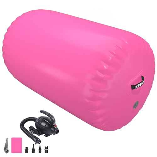 DOBESTS Pink Air Roller Gymnastics & Yoga Mat with Electric Pump (24 inch)