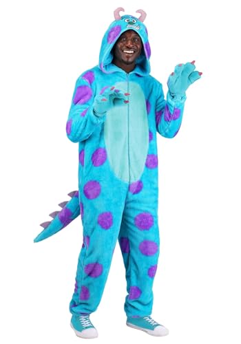 Disney & Pixar Monsters Inc Sulley Adult Costume Jumpsuit with Tail, Hood, and Hand Covers | Halloween Character Outfit X-Large
