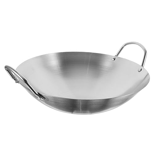 Wok de acero inoxidable con doble mango y fondo grueso miniatura 1