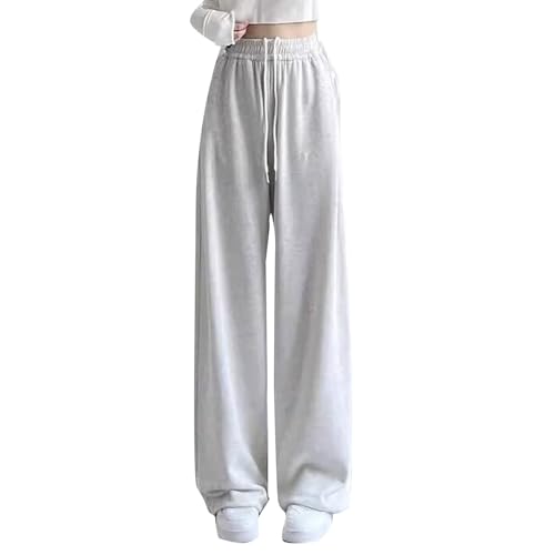 Kids Girls Baggy Straight Sweatpants Elastic High Waist Solid Color Athletic Pants Casual Loose Comfy Soft Trouser