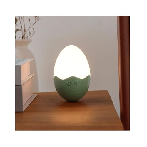 WIizyzfhy 2025 Cute Egg Lamp 8-Color Replaceable Kids's Night Light Portable Mini Bedside Lighting for Nightstand Bedroom Rechargeable Cordless Table Lamp with Dimming Function (Green)