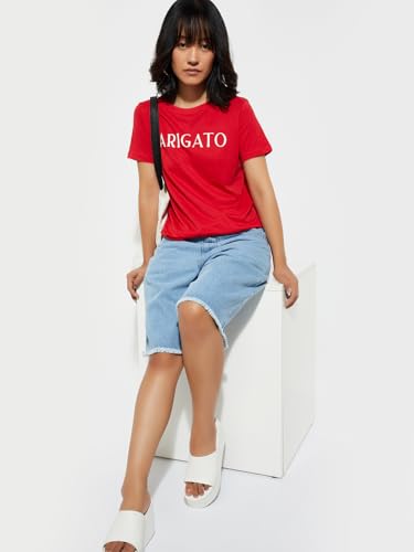 Image of Max Women's Cotton Regular Fit URB N Graphic Printed T-Shirt - Pack of 2