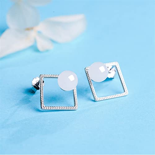Boucles d'oreilles argent sterling 925 et pierres géométriques