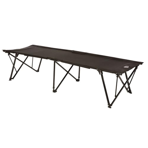 Kamp-Rite Standard Kwik Cot Quick Setup 1 Person Sleeping Bed with Side Storage Pockets, Storage Hammock and 600D Carry Bag, Black