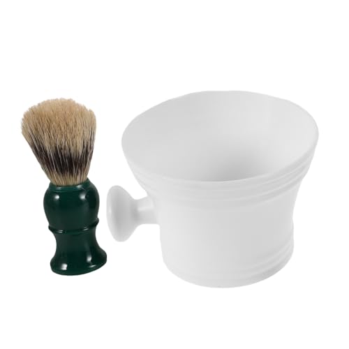 Mikikit Kit Cuidado Barba para Hombres Cuenco de Espuma de Afeitar de Cuidado de Barba para Uso Doméstico Viaje