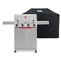 Monument Grills 4 Burner Stainless Steel Propane Mesa 2 Gas Grill, 500°F in 5 Mins, 525 sq.in, 37,000 BTU, Broil Zone, Foldable Side Shelves, Knob Controls, Built in Thermometer, with Grill Cover
