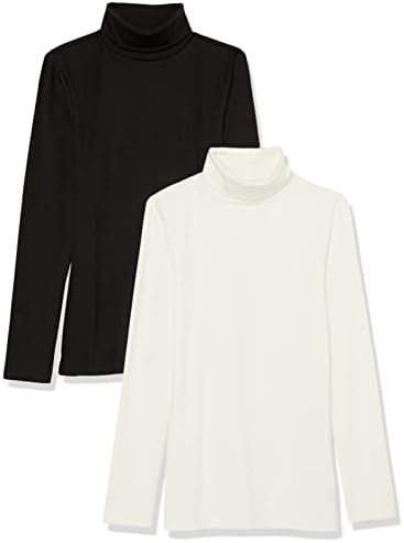 Amazon Essentials Women’s Slim-Fit Layering Long Sleeve Knit Rib Turtleneck Top (Available in Plus Size), Pack of 2