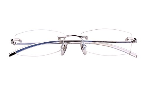 Image of Agstum Pure Titanium Rimless Glasses Prescription Eyeglasses Rx (Silver