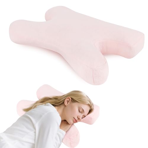 vocheer Almohada antiarrugas, almohadas de belleza ajustables que proporcionan apoyo para el cuello y alivio del dolor, almohada alternativa de plumón agradable a la piel, diseño ergonómico de