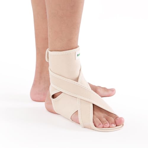 JOMECA Drop Foot Brace with Dual Forefoot Support Plates Adjustable Soft AFO, Foot Drop, TBI, ALS, MS, Bone Fracture, Fits Women & Men (Beige Right, L/XL)