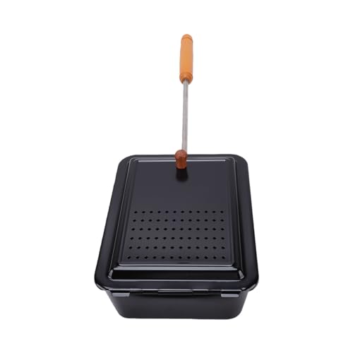 Luocute Palomitas de Maíz para Acampar, Utensilios de Cocina Portátiles para Acampar de 3,5 Cuartos con de Madera y Revestimiento Antiadherente, para Fogatas Al Aire, Cocinar y Comidas (BLACK)