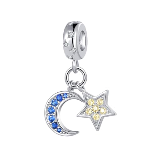 Image of Sparkling Lucky Star Charm Compatible Pandora Charm Bracelet Bead I Love You Gift for Women Pendant Jewelry