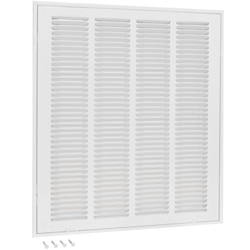 EZ-FLO 16 x 20 Inch (Duct Opening) Return Air Vent Cover for Wall or Ceiling, Solid Steel Return Air Filter Grille, HVAC Vent Cover, White, 61631