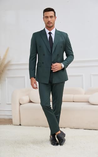 Wangyue Mens Double Breasted Suit 2 Piece Slim Fit Suits Double Breasted Blazer Men Wedding Prom Suit Jacket Pants Set3
