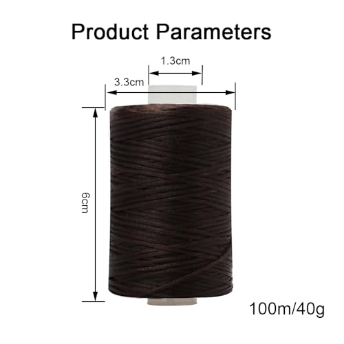 Hilo encerado para cuero 0.8mm x 100m color café oscuro miniatura 3