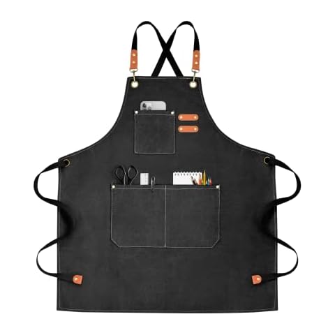 OUNLEN Chef Apron Canvas 3 Pockets Cover