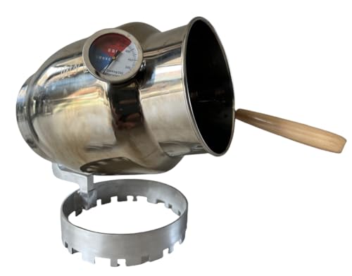 SA&MC Hand-Crank Coffee Roaster Machine Stainless Steel with Thermometer, Large