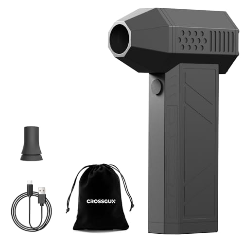 エアダスター crossgun 4段階風量調整 電動エアダスター ブロワー 洗車 小型で強力 5000mAh大容量バッテリー コードレス 充電式 エアダスター 多用途(PC 掃除/キーボード/車内/エアコン/洗車用等) ブラック 1台入り【52m/sを超え